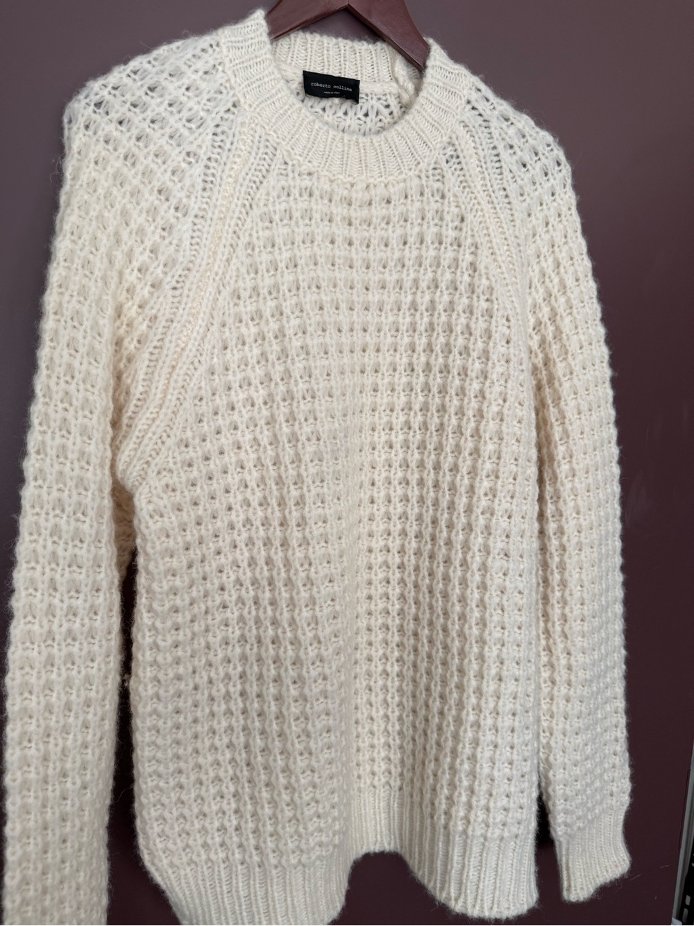 Roberto Collina Sweater in cream baby alpaca wool blend
